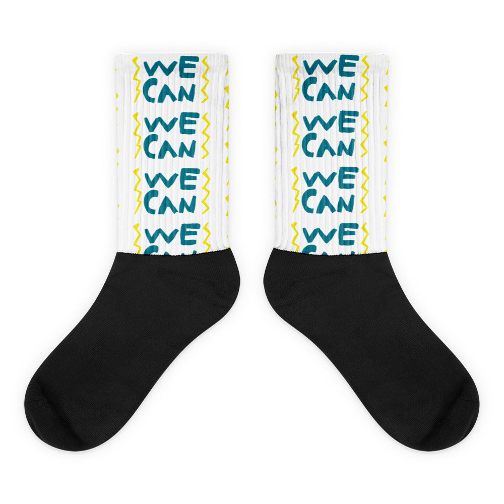 We Can Do Anything cool socks with an amazing change makers hand drawn design by our young entrepreneur and activist. Inspirational socks and fun socks.