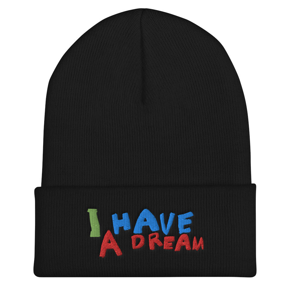 I Have a Dream change makers cool beanie hat design was hand drawn by our young entrepreneur