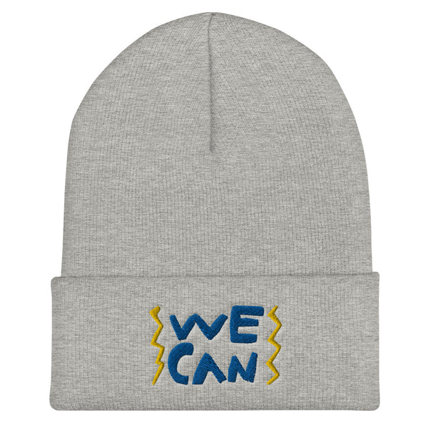 We Can Do Anything cool beanie with a change makers hand drawn design by our young entrepreneur
