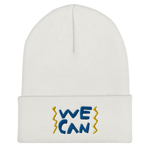 We Can Do Anything cool beanie with an amazing change makers hand drawn design by our young entrepreneur. 