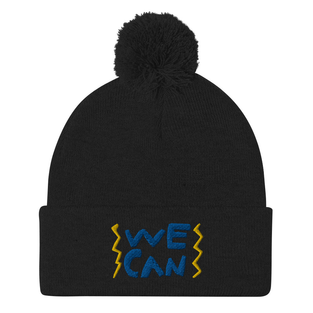 We Can Do Anything cool black beanie with an amazing change makers hand drawn design by our young entrepreneur and activist. 