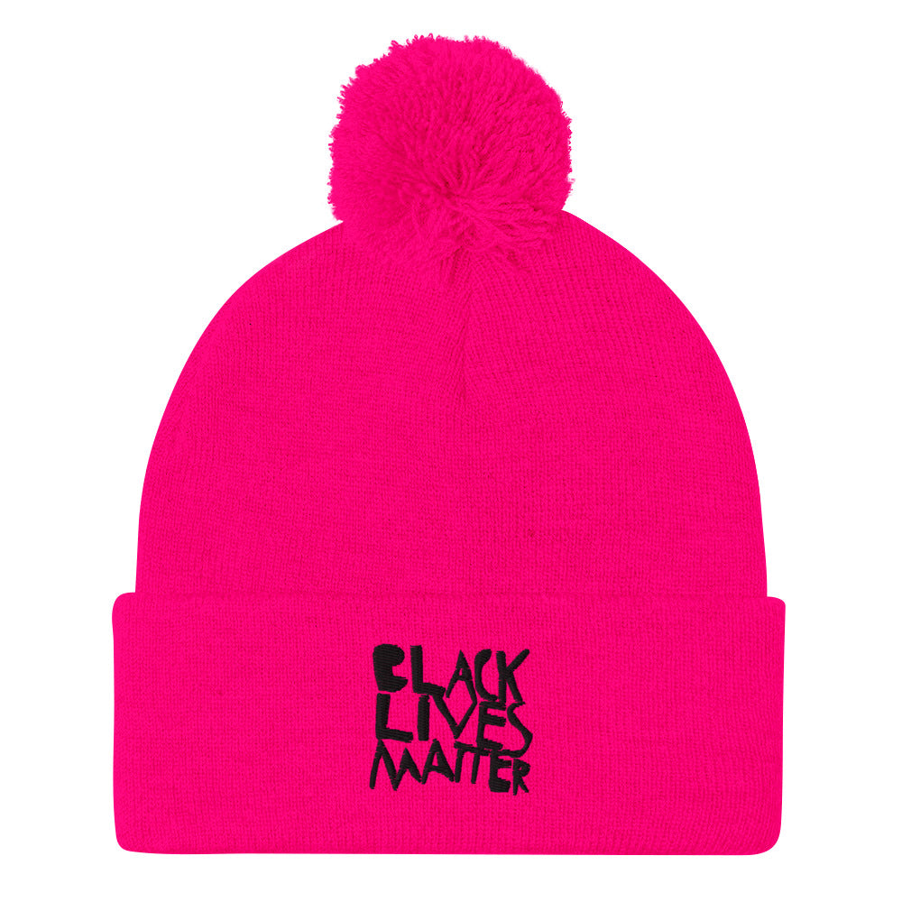 Black Lives Matter cool pom pom beanie was hand drawn and an original design by our young entrepreneur