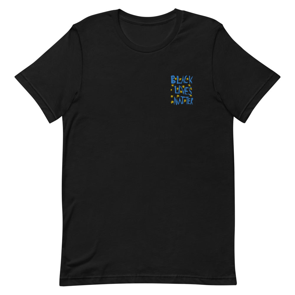 Adult Black Lives Matter "Yellow Stars" Embroidered T-Shirt