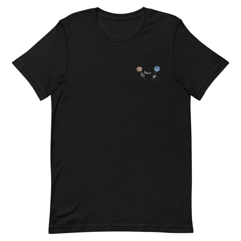 Adult "Peace Flowers" Embroidered T-Shirt
